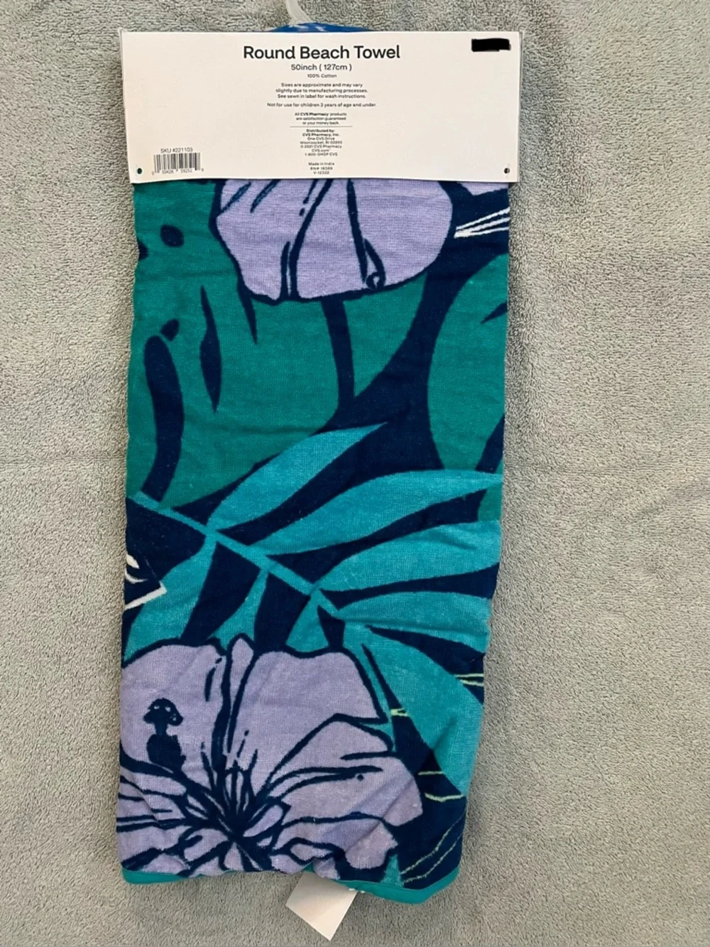 Sun & Sky Round Tropical Leaf Beach Towel